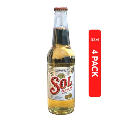 Sol Beer Bottle 33cl [4 Pack] - BMMI Shops same day alcohol home delivery