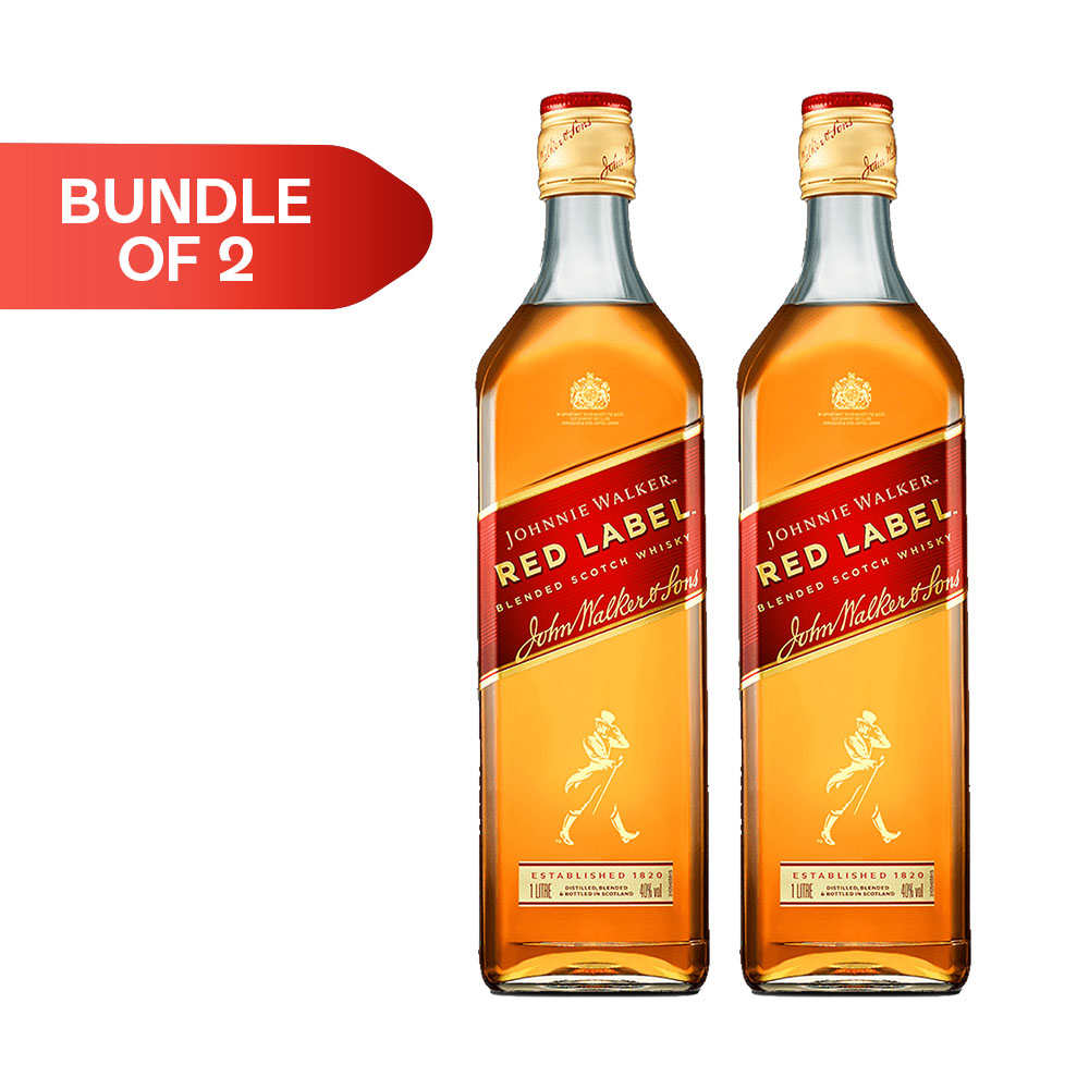Johnnie Walker Red Label 1L [2 Pack][Bundle Pack], Spirits 
