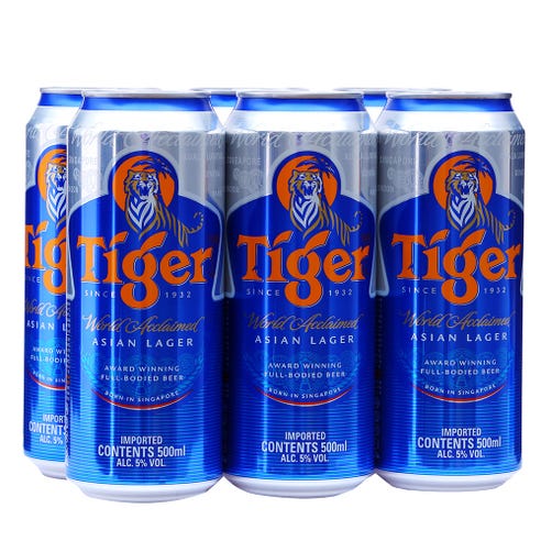 Tiger Beer can 50cl [6 Pack] - BMMI Shops same day alcohol home delivery