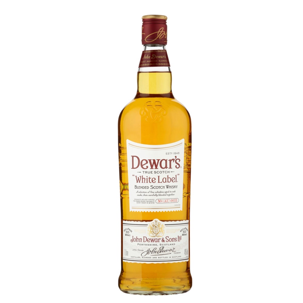 Dewars White Label Blended Scotch Whisky 1L, Spirits 