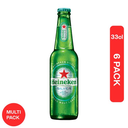 Heineken Silver Bottle 33cl [6 Pack] - BMMI Shops same day alcohol home delivery