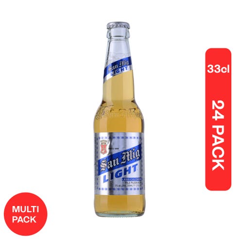 San Miguel Light Bottles 33cl [24 pack] - BMMI Shops same day alcohol home delivery