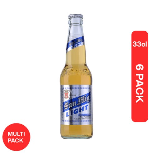 San Miguel Light Bottles 33cl [6 pack] - BMMI Shops same day alcohol home delivery