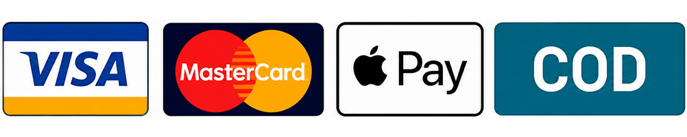 Accepted payment methods: Visa, Mastercard, Apple Pay, and Cash on Delivery (COD)